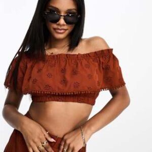 Women's Off-Shoulder Rust Top